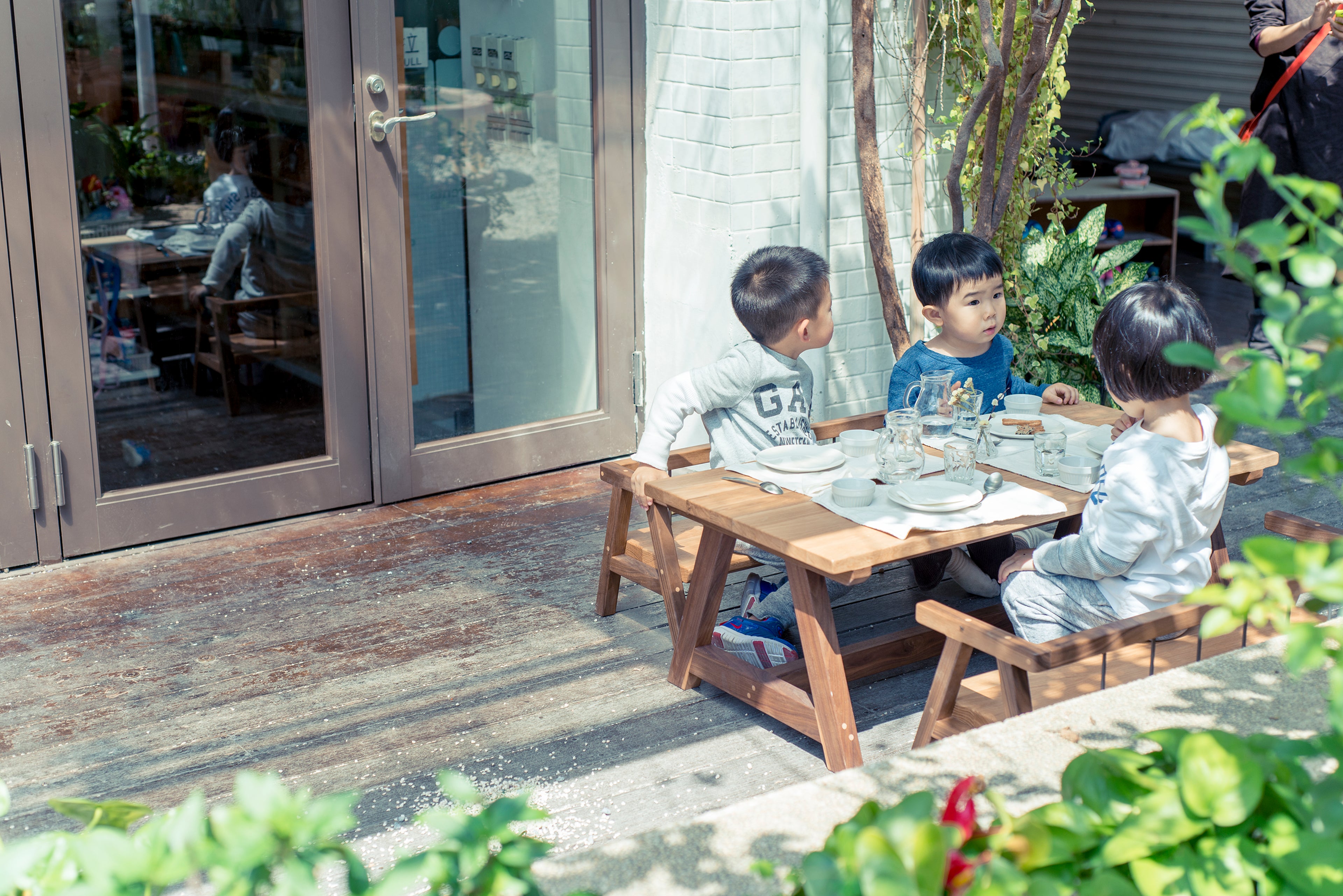 Kids Dining Table and Arm Bench Set
