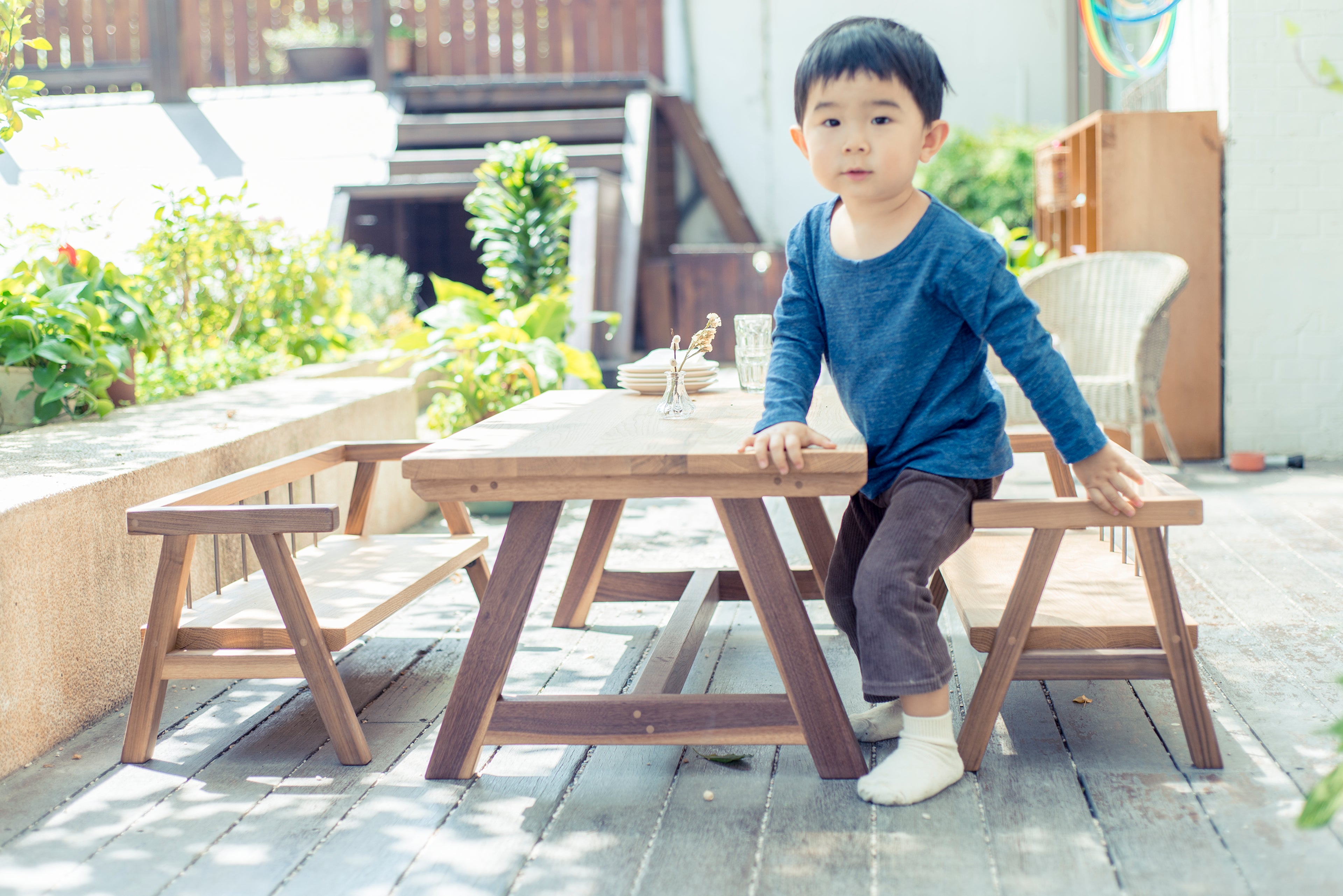 Kids Dining Table and Arm Bench Set